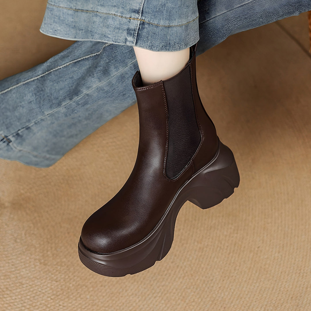 Platform Chelsea Boots for Women — Bridget, Coffee Brown