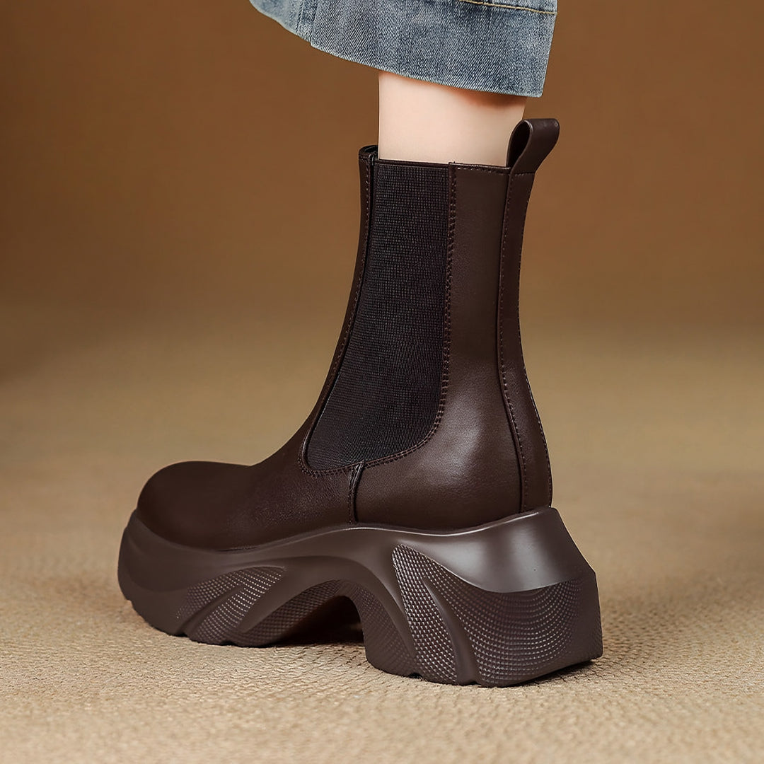 Platform Chelsea Boots for Women — Bridget, Coffee Brown