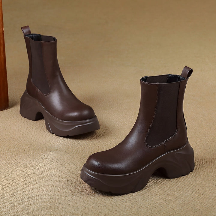 Platform Chelsea Boots for Women — Bridget, Coffee Brown