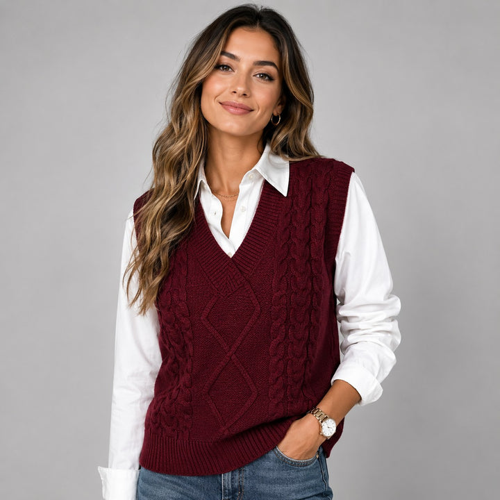 Ribbed Knit Sleeveless Waistcoat for Women — Brynhild, image 4