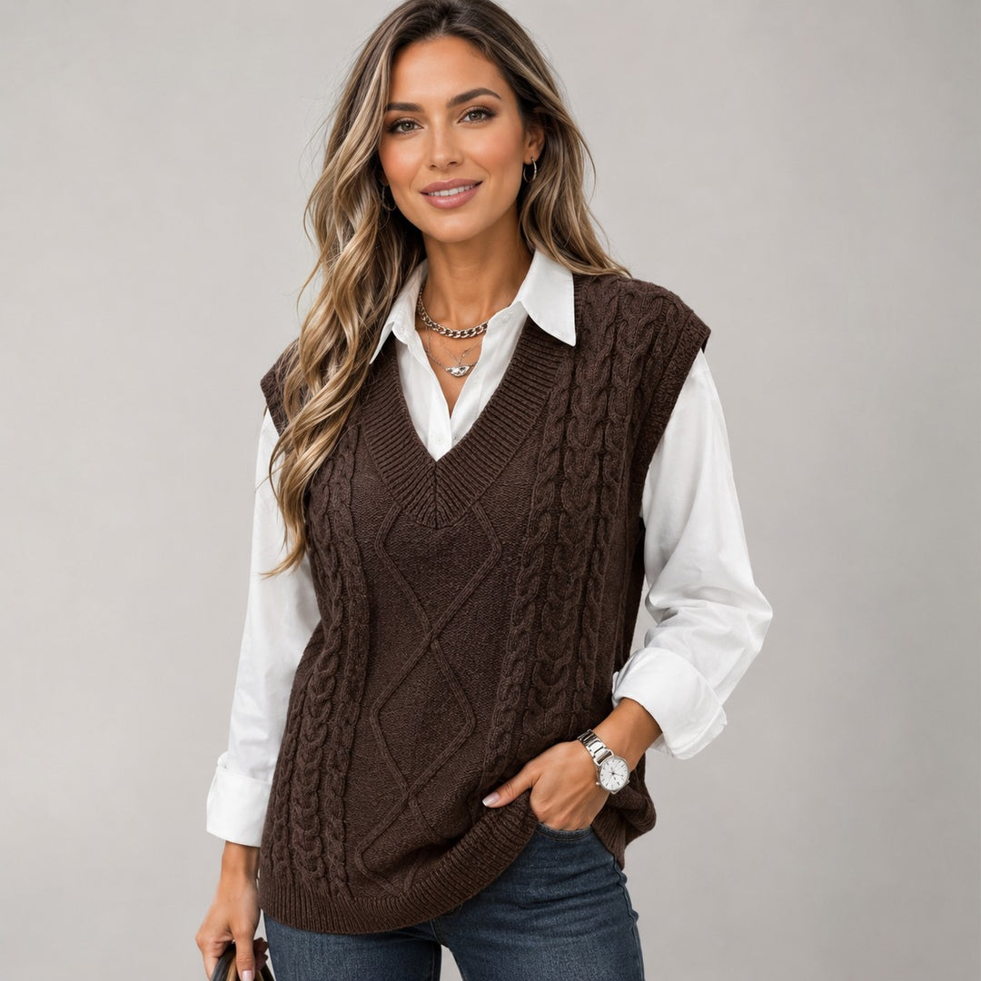 Ribbed Knit Sleeveless Waistcoat for Women — Brynhild, image 5