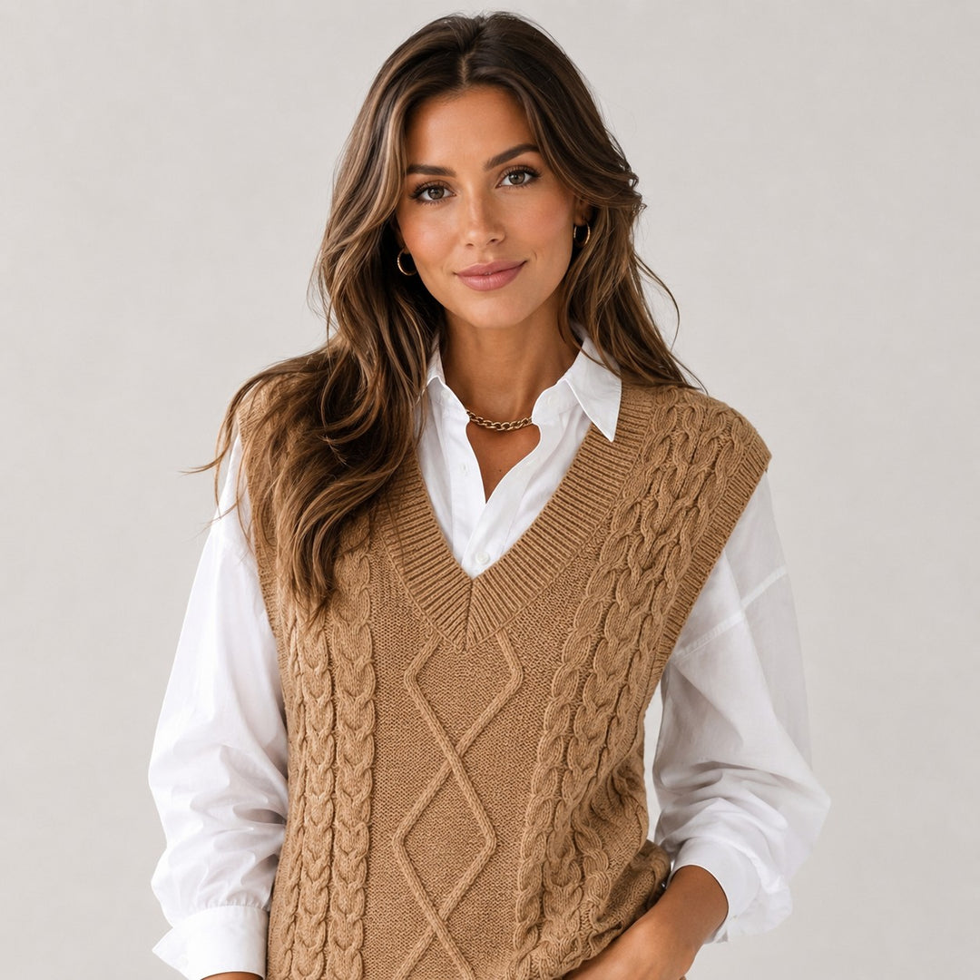 Ribbed Knit Sleeveless Waistcoat for Women — Brynhild, image 6