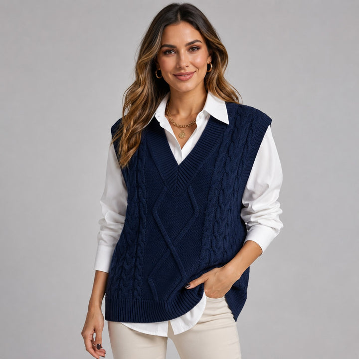 Ribbed Knit Sleeveless Waistcoat for Women — Brynhild, image 7