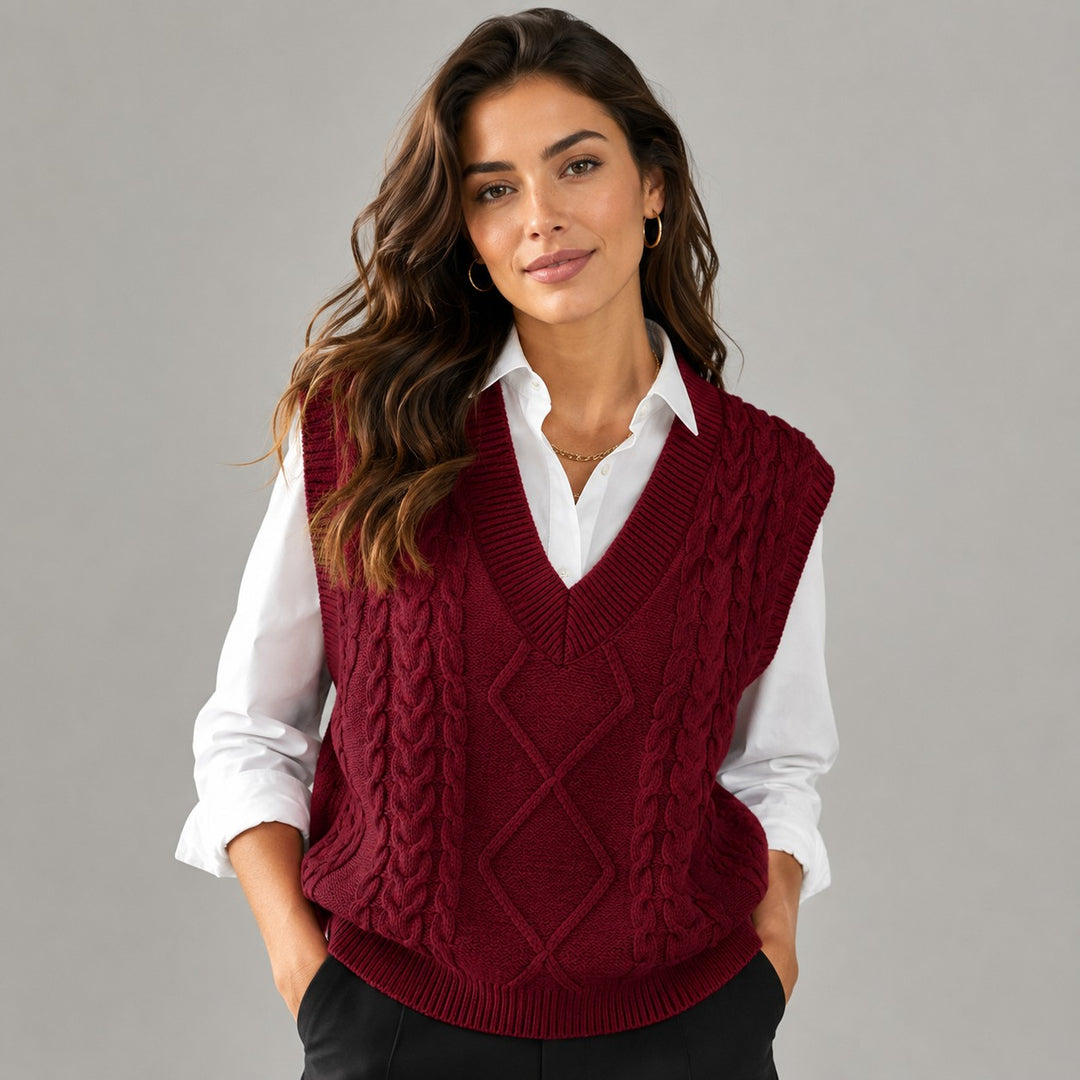Ribbed Knit Sleeveless Waistcoat for Women — Brynhild, image 8