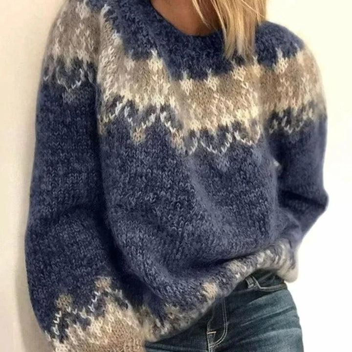 Fair Isle Christmas Jumper with Round Neck in blue