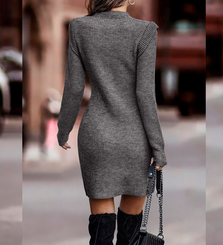 Calanthe — Ribbed Long Sleeve Jumper Dress (3), Moraine Fashion