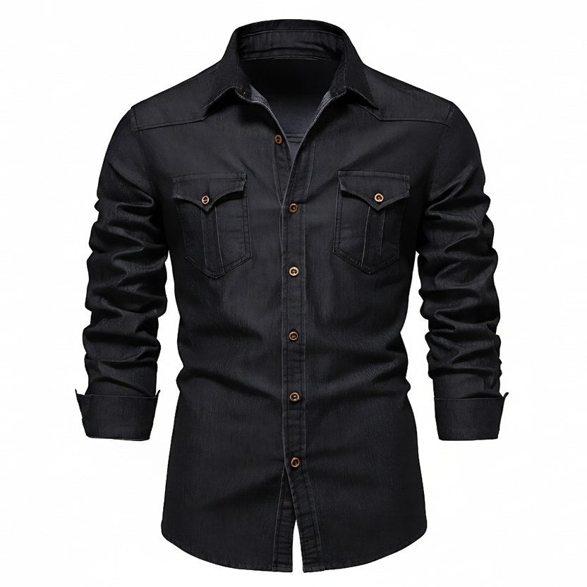 Callum — Tailored Cotton Denim Shirt, Moraine Fashion