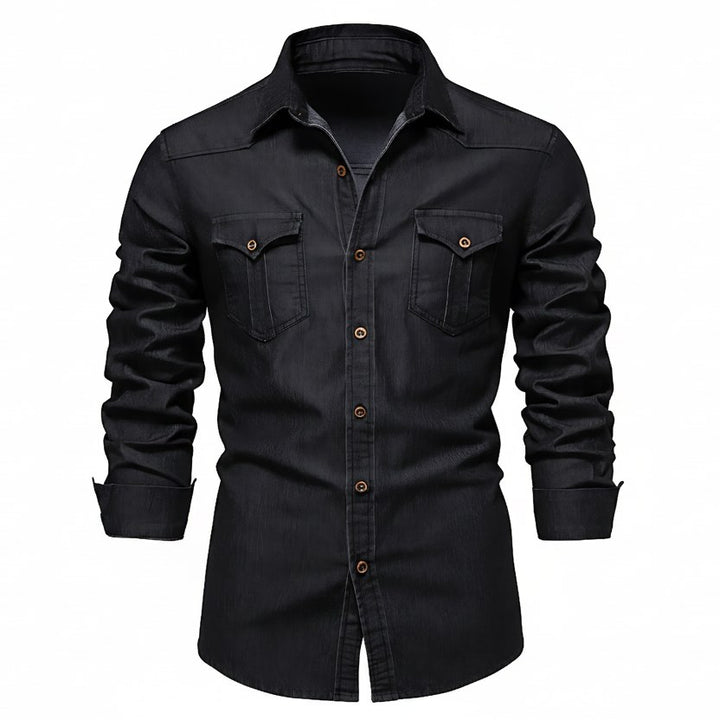 Callum — Tailored Cotton Denim Shirt, Moraine Fashion