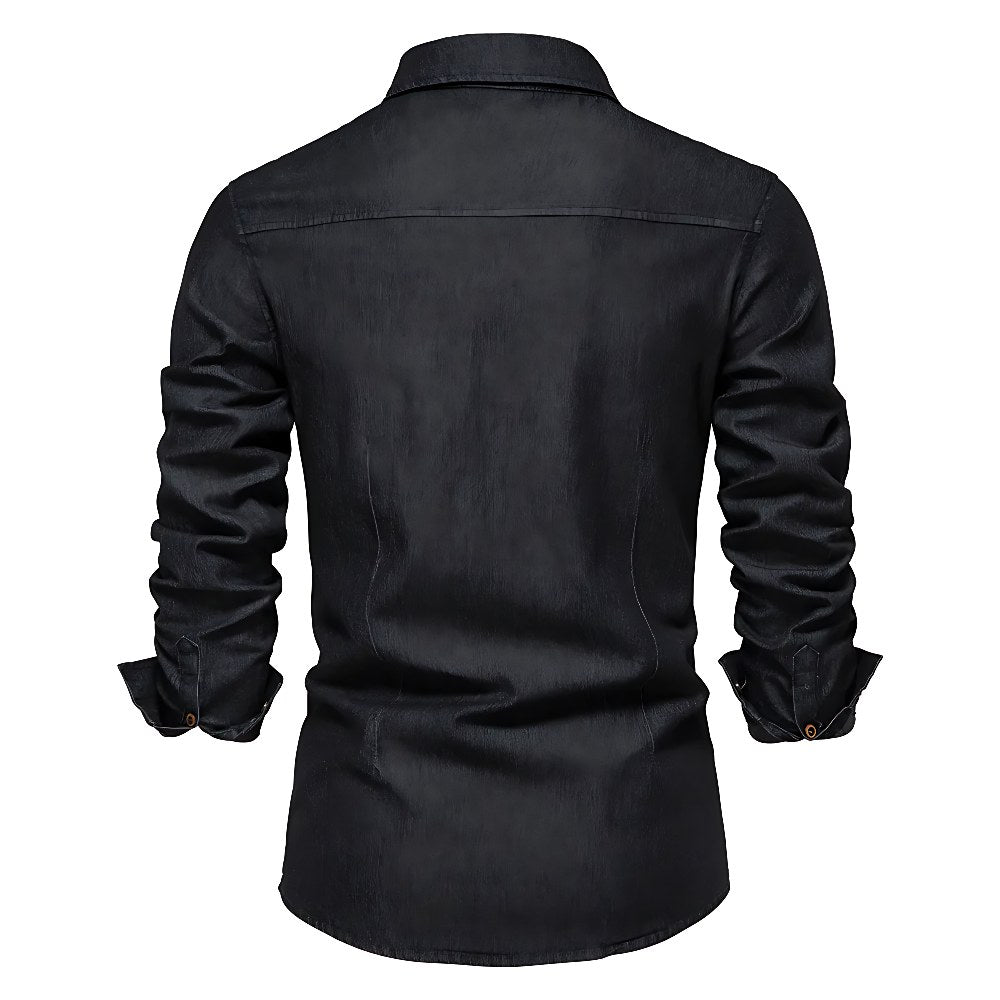 Callum — Tailored Cotton Denim Shirt (3), Moraine Fashion