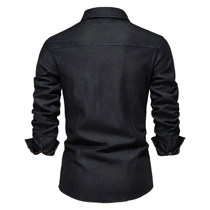 Callum — Tailored Cotton Denim Shirt (3), Moraine Fashion