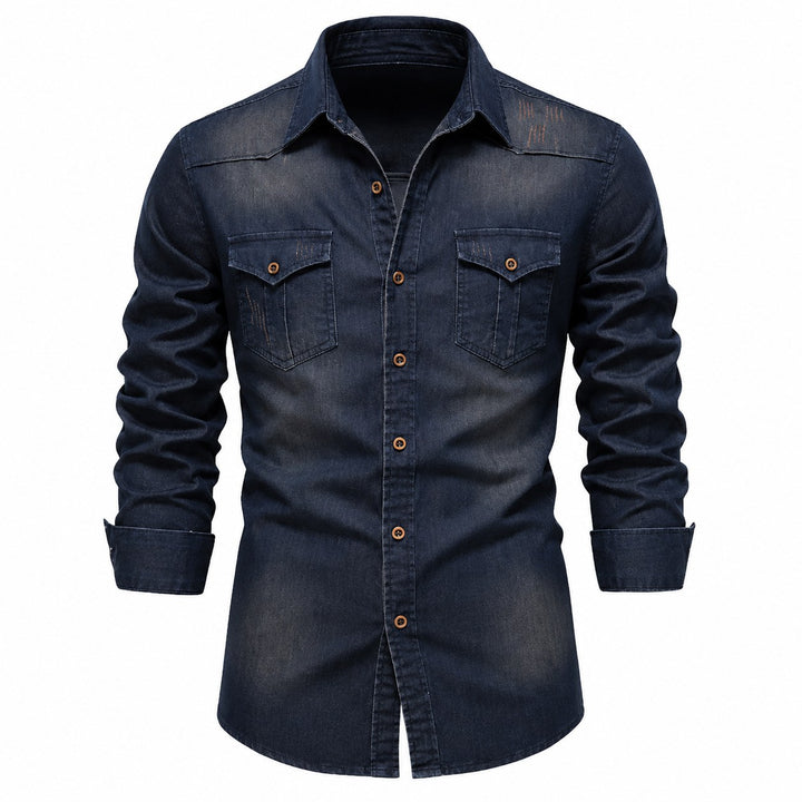 Callum — Tailored Cotton Denim Shirt (4), Moraine Fashion