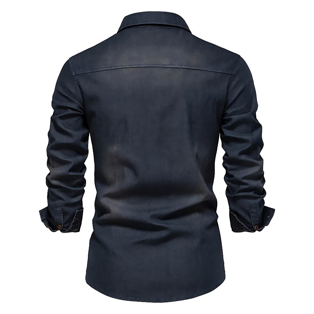 Callum — Tailored Cotton Denim Shirt (5), Moraine Fashion