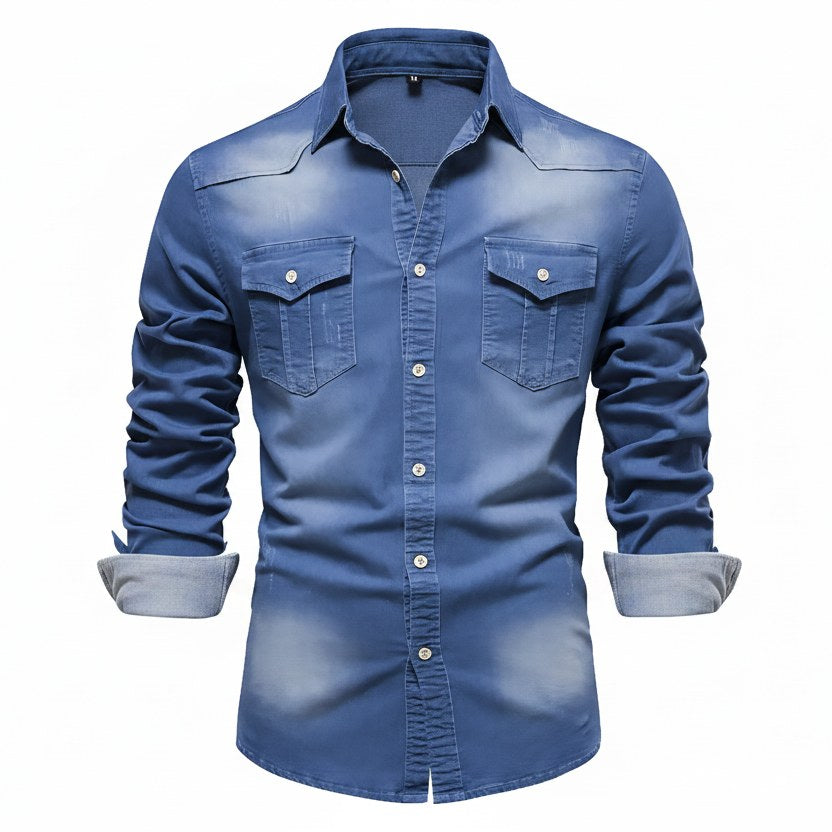 Callum — Tailored Cotton Denim Shirt (6), Moraine Fashion