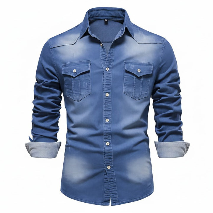 Callum — Tailored Cotton Denim Shirt (6), Moraine Fashion