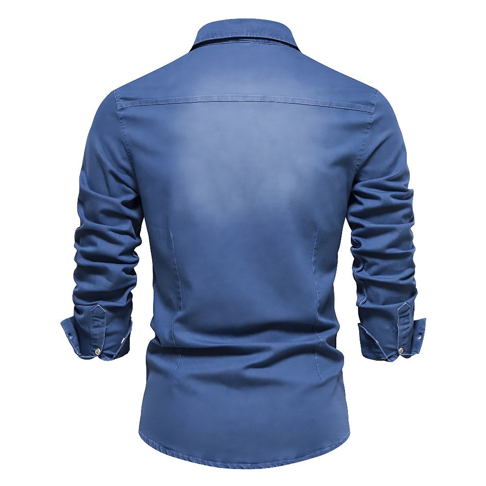Callum — Tailored Cotton Denim Shirt (7), Moraine Fashion