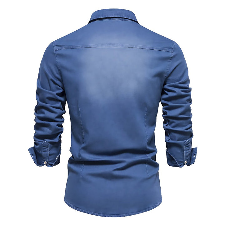 Callum — Tailored Cotton Denim Shirt (7), Moraine Fashion