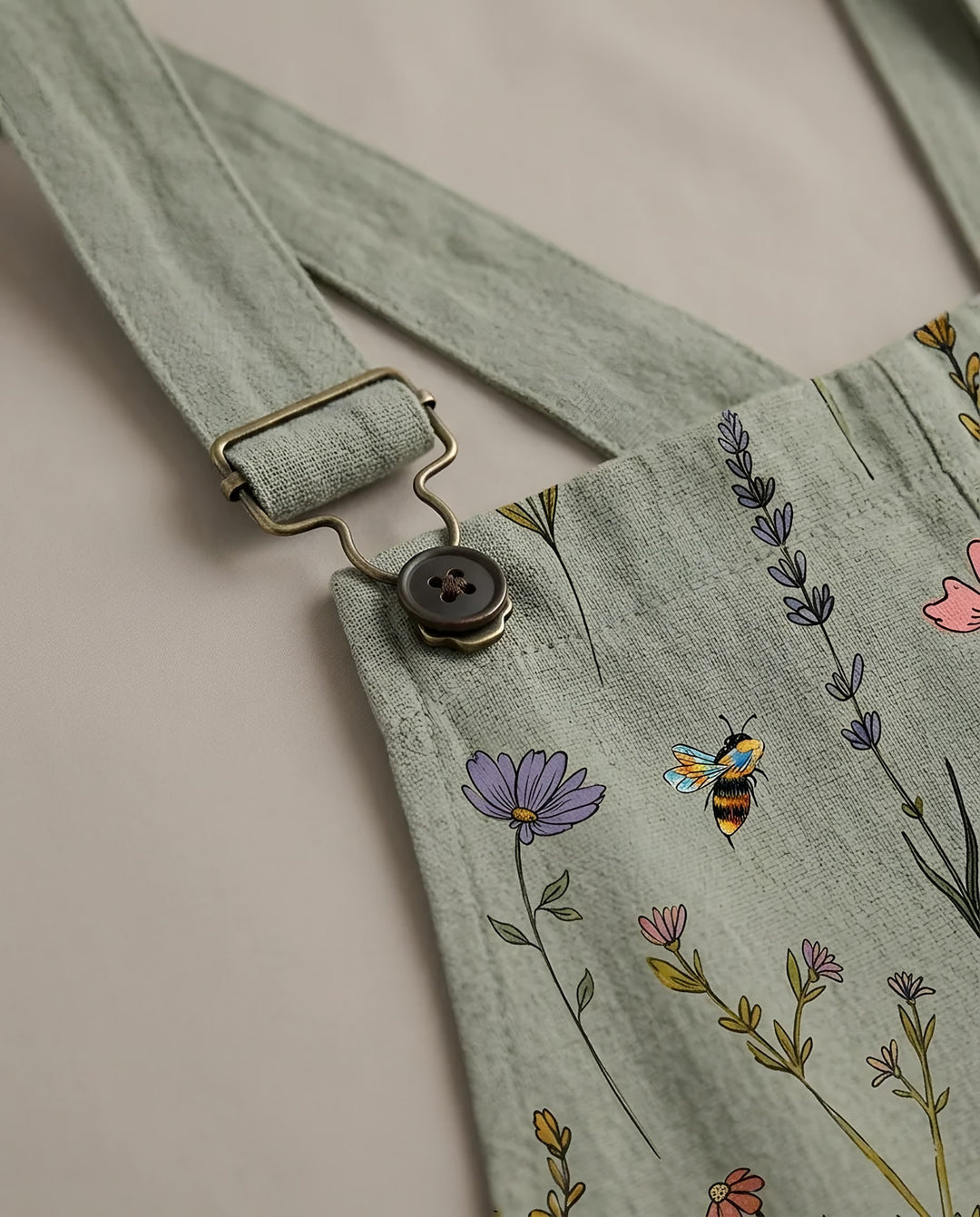 Floral Print Dungarees for Women — Camilla, Sage Green