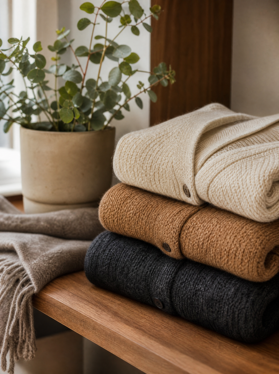 Moraine Fashion care section - folded cardigans on shelf