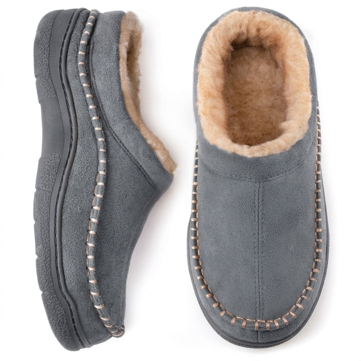 Fleece Lined Slippers with Memory Foam in grey
