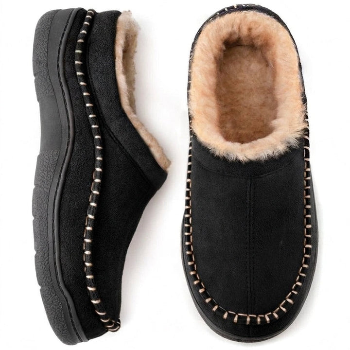 Fleece Lined Slippers with Memory Foam in black