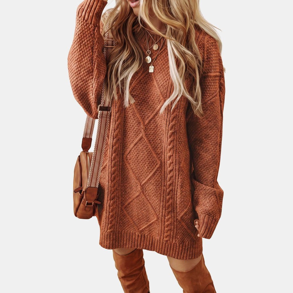 Celestia — Oversized Cable Knit Jumper Dress (2), Moraine Fashion