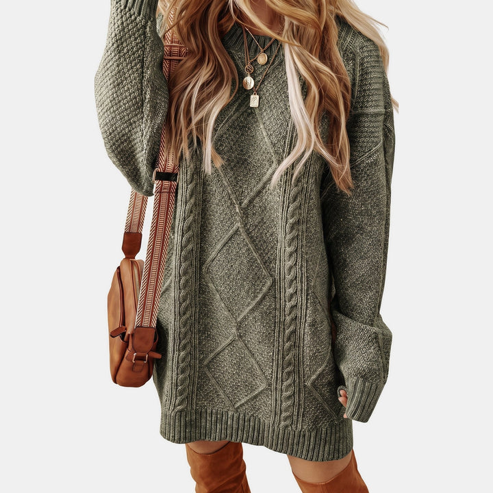 Celestia — Oversized Cable Knit Jumper Dress (5), Moraine Fashion