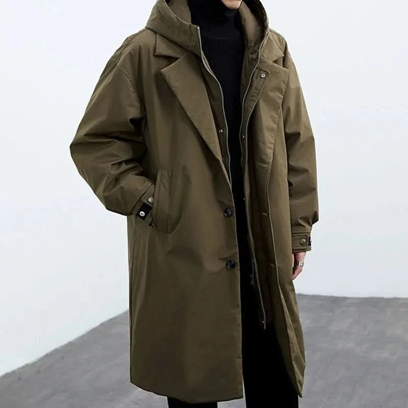 Water Resistant Long Coat — Christopher, Black