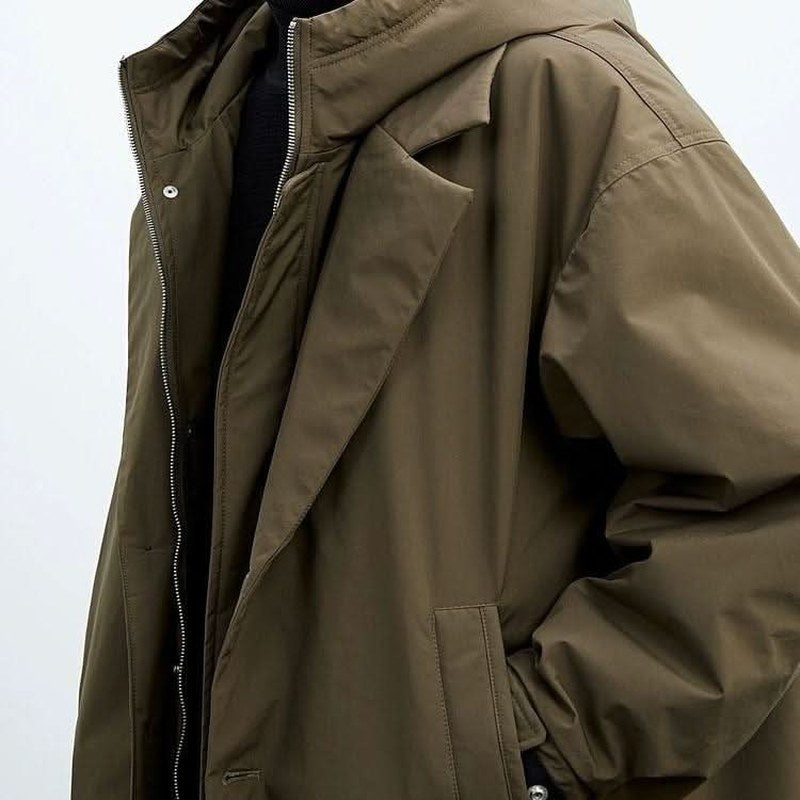 Water Resistant Long Coat — Christopher, Black