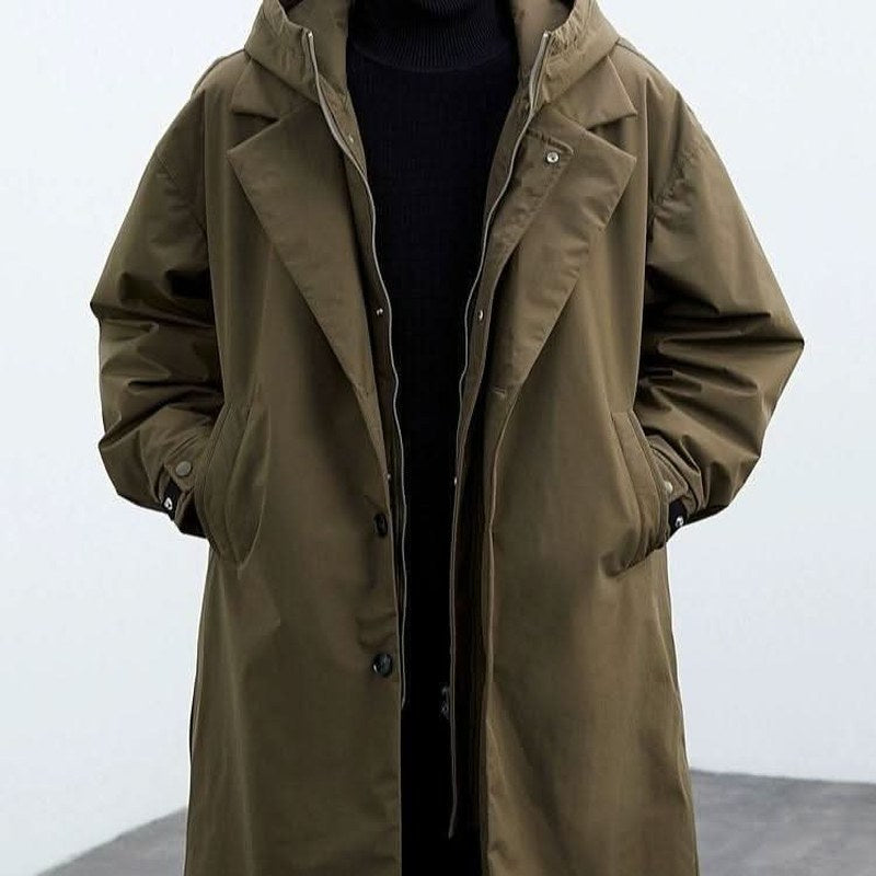 Water Resistant Long Coat — Christopher, Black