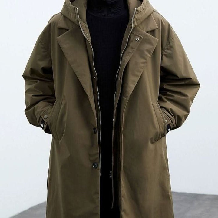 Water Resistant Long Coat — Christopher, Black