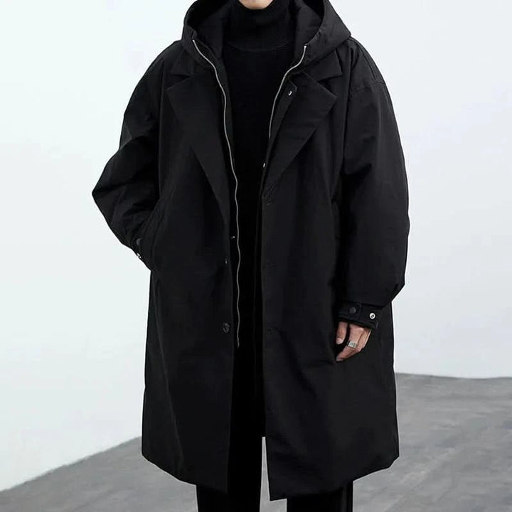 Water Resistant Long Coat — Christopher, Black