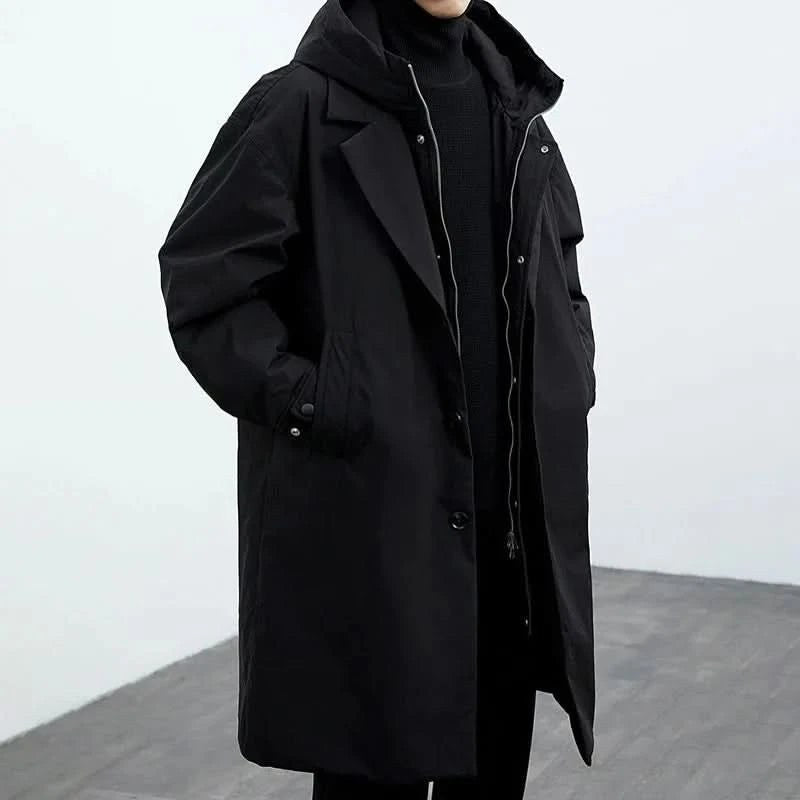 Water Resistant Long Coat — Christopher, Black