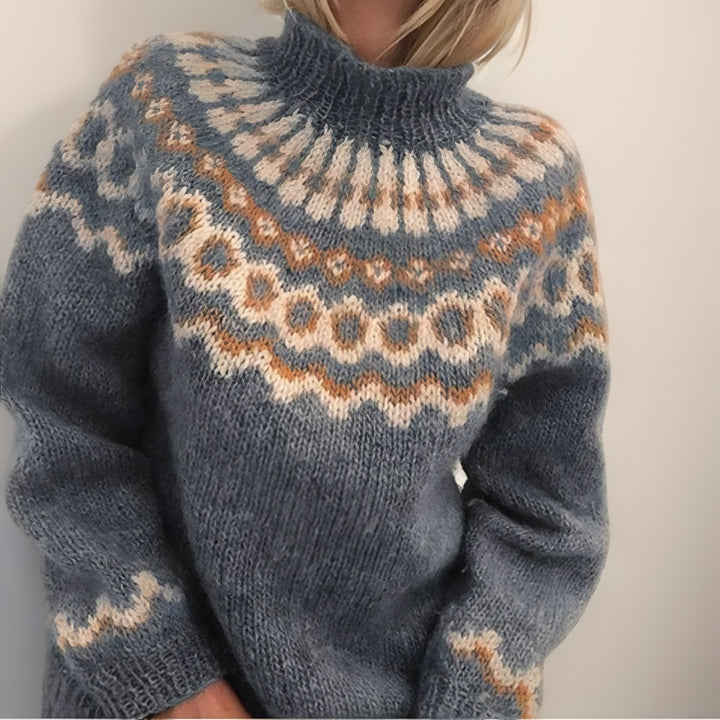 Fair Isle Yoke Jumper for Women — Clarissa, Grey