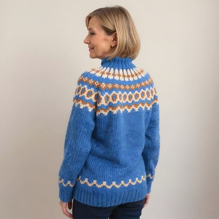 Fair Isle Yoke Jumper for Women — Clarissa, Blue