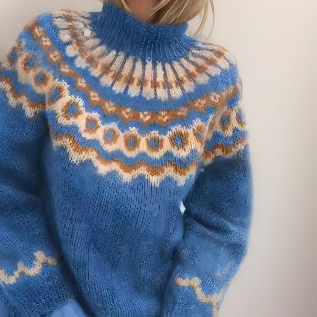 Fair Isle Yoke Jumper for Women — Clarissa, Blue