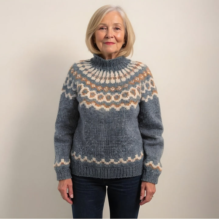 Fair Isle Yoke Jumper for Women — Clarissa, Grey