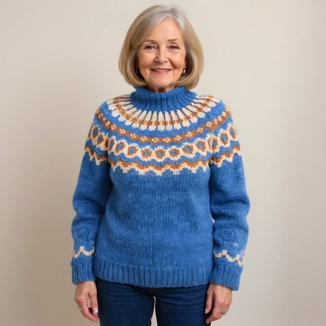 Fair Isle Yoke Jumper for Women — Clarissa, Blue