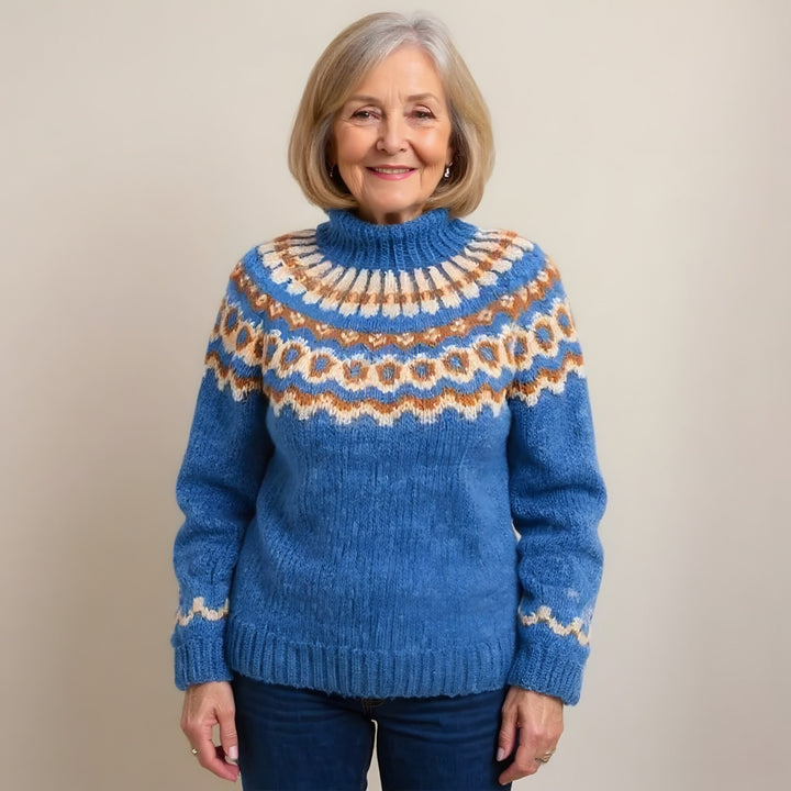 Fair Isle Yoke Jumper for Women — Clarissa, Blue