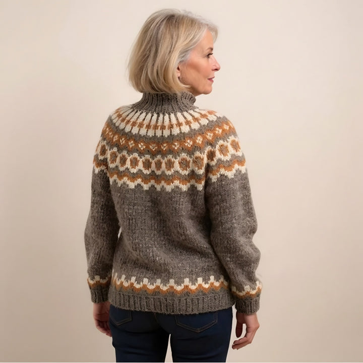 Fair Isle Yoke Jumper for Women — Clarissa, Taupe