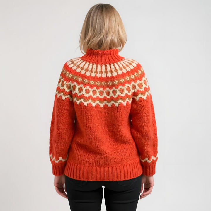 Fair Isle Yoke Jumper for Women — Clarissa, Orange