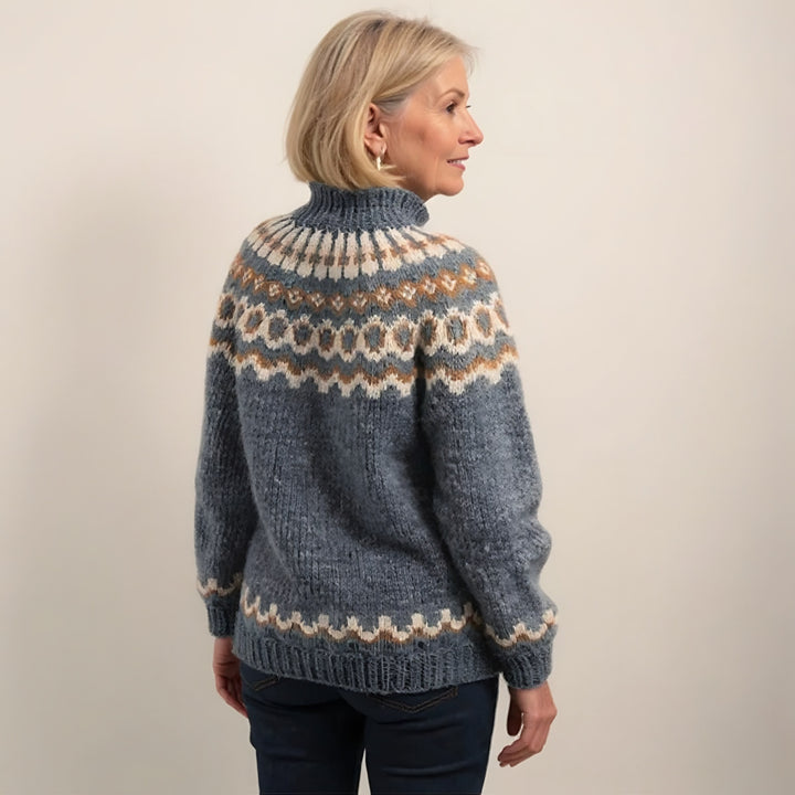 Fair Isle Yoke Jumper for Women — Clarissa, Grey