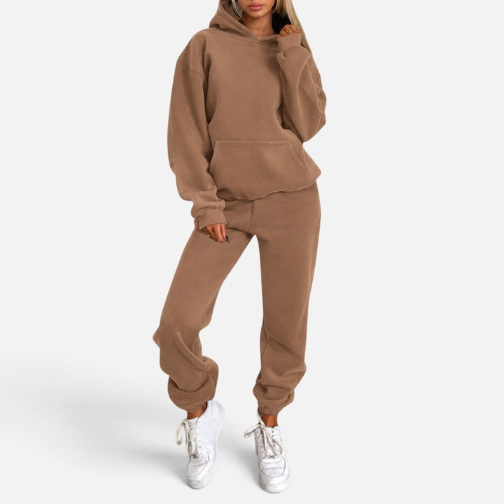 Hooded Two Piece Tracksuit — Clementine, Beige