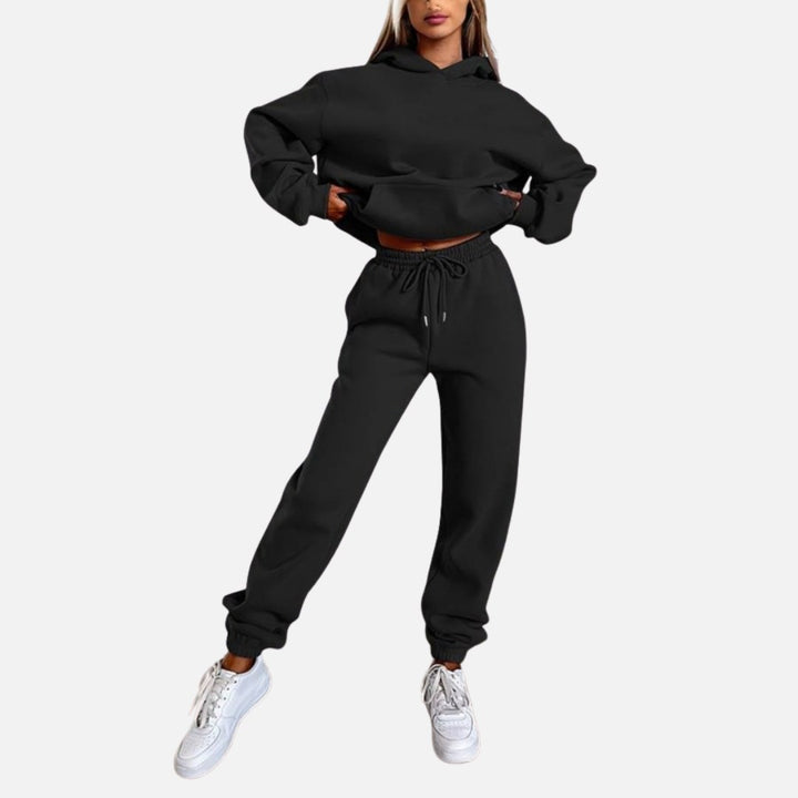 Hooded Two Piece Tracksuit — Clementine, Black