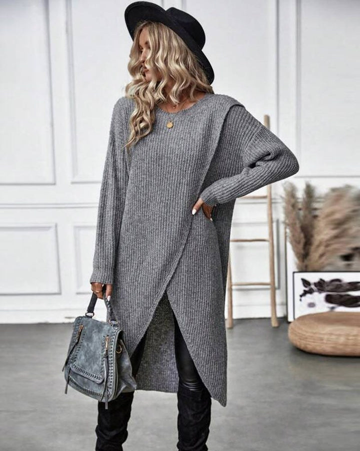 Colinette — Wool Knitted Wrap Jumper Dress (3), Moraine Fashion