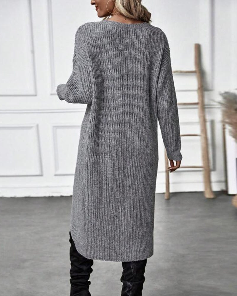 Colinette — Wool Knitted Wrap Jumper Dress (4), Moraine Fashion