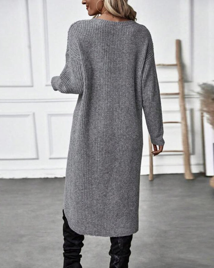 Colinette — Wool Knitted Wrap Jumper Dress (4), Moraine Fashion