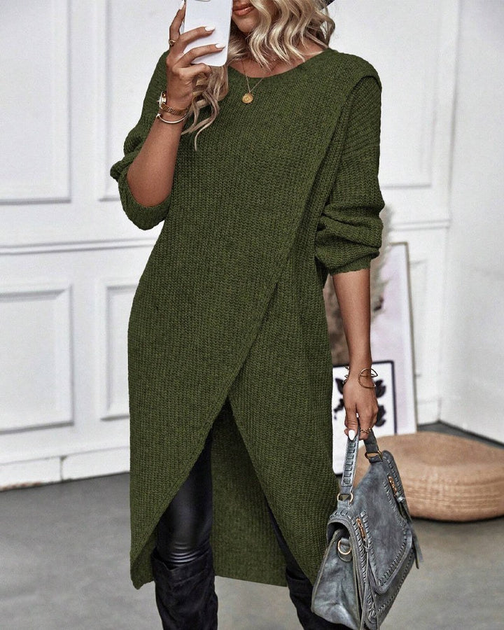Colinette — Wool Knitted Wrap Jumper Dress (7), Moraine Fashion