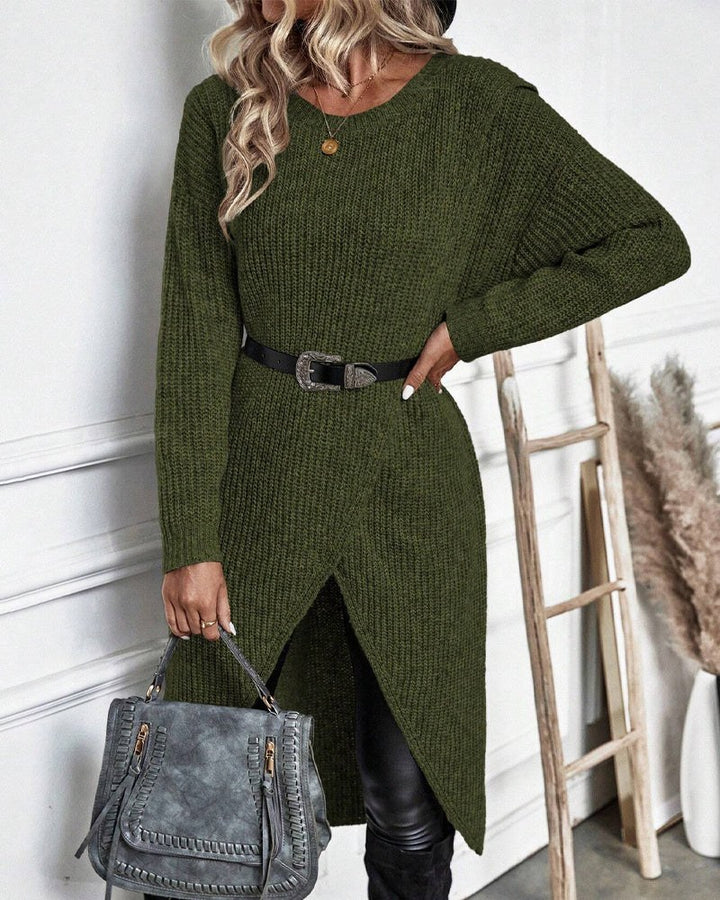 Colinette — Wool Knitted Wrap Jumper Dress (9), Moraine Fashion