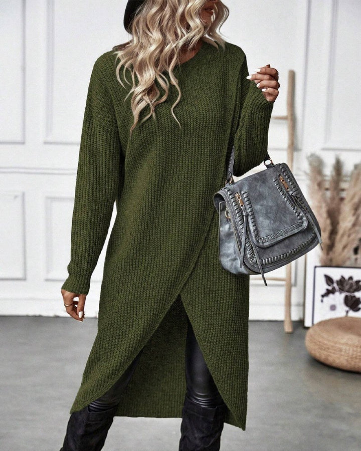 Colinette — Wool Knitted Wrap Jumper Dress (10), Moraine Fashion