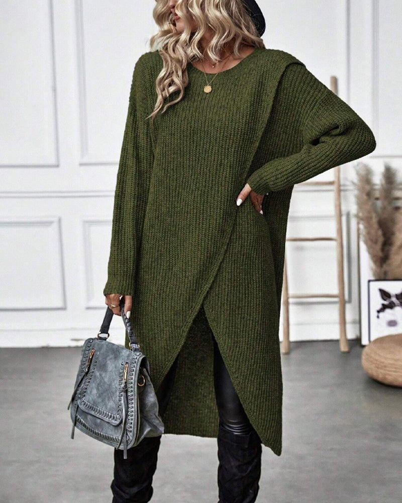 Colinette — Wool Knitted Wrap Jumper Dress (12), Moraine Fashion